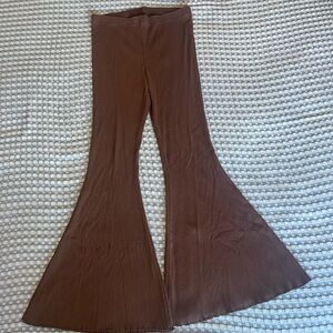 Aerie Brown Flared Ribbed Pants